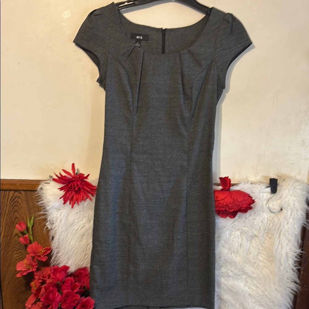 BCX Gray Cap Sleeve Sheath Dress